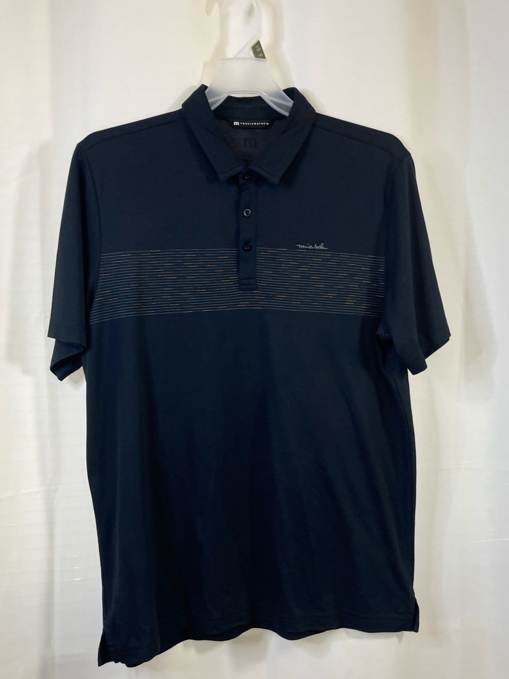 TravisMathew Polo Shirt Mens Striped Short Sleeve Performance Golf Black XL